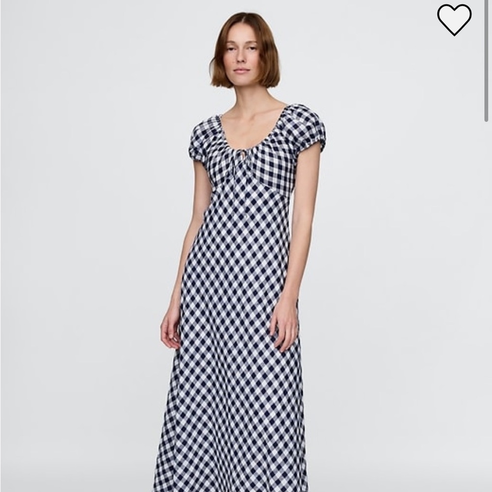 GAPx Doen Blue and White Checkered Maxi Dress